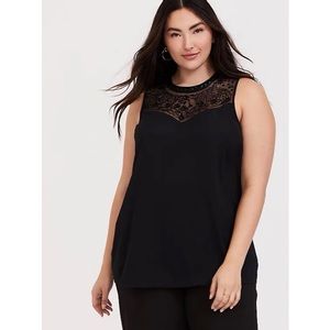 Torrid NWT Black Georgette Embellished Tunic Tank
